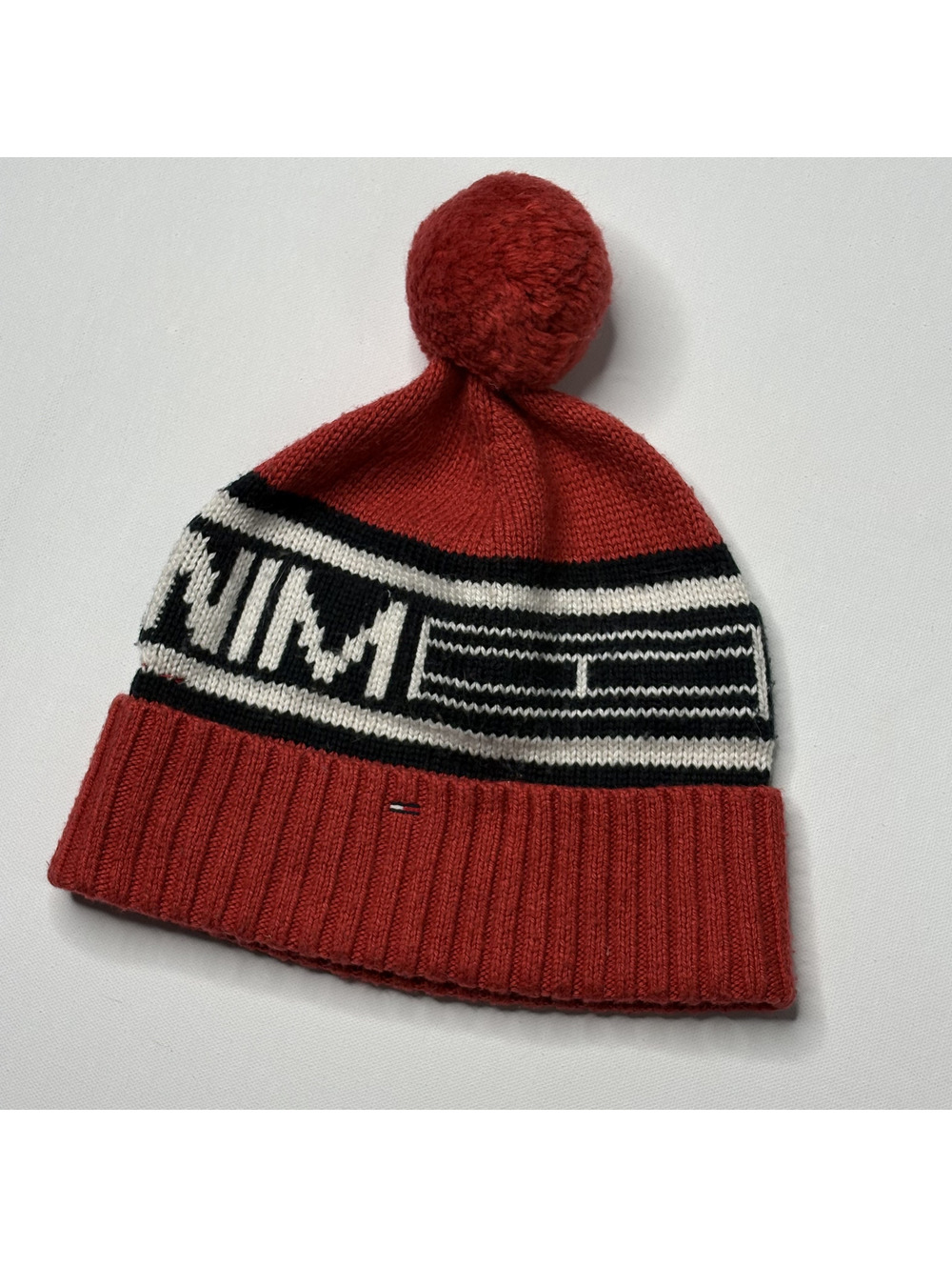 Vintage Tommy Hilfiger Knit Beanie Pom Pom Hat Red